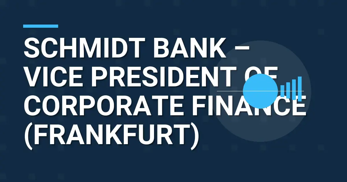 Schmidt Bank – Vice President of Corporate Finance (Frankfurt)
